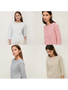 스트라이프 엘보 슬리브 티셔츠_4 Colors