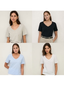 오가닉 브이넥 반팔 티셔츠_4 Colors