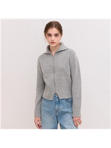 [카미노] COLLAR ZIP-UP KNIT CARDIGAN GRAY